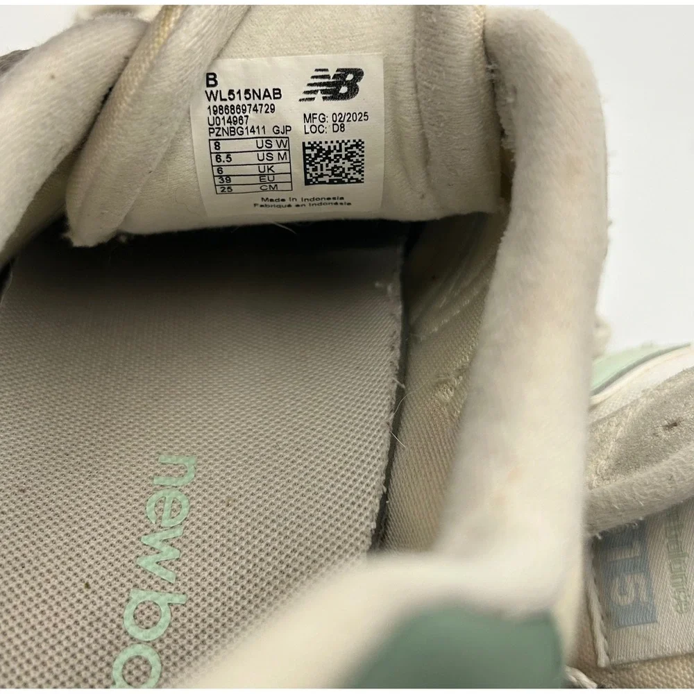 New Balance 515 Womens 8 Cream Sage Green Low Top Sneakers WL515NAB